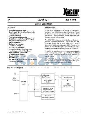 X76F101 datasheet - Secure SerialFlash