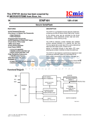 X76F101 datasheet - Secure SerialFlash