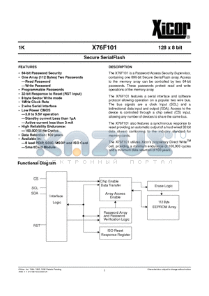 X76F101-3 datasheet - Secure SerialFlash