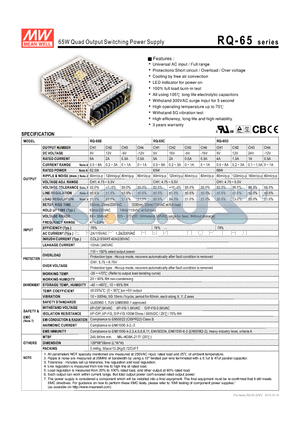RQ-65B datasheet - 65W Quad Output Switching Power Supply