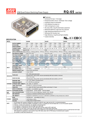 RQ-65_11 datasheet - 65W Quad Output Switching Power Supply