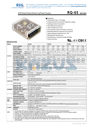 RQ-65D datasheet - 65W Quad Output Switching Power Supply