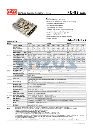 RQ-85B datasheet - 85W Quad Output Switching Power Supply