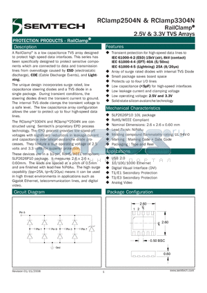 RCLAMP2504N datasheet - RailClamp^ 2.5V & 3.3V TVS Arrays