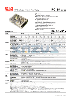 RQ-85_11 datasheet - 85W Quad Output Switching Power Supply