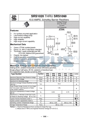 SRS1050 datasheet - 10.0 AMPS. Schottky Barrier Rectifiers