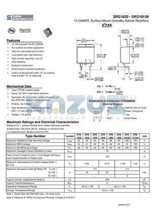 SRS1050 datasheet - 10.0AMPS. Surface Mount Schottky Barrier Rectifiers