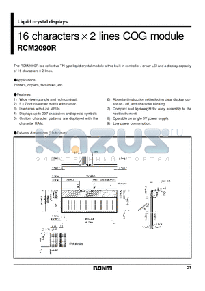 RCM2090 datasheet - 16 characters x 2 lines COG module