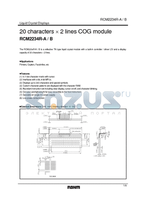 RCM2234R datasheet - 20 characters x 2 lines COG module