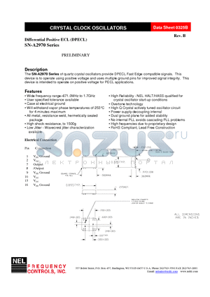 SN-A2970 datasheet - CRYSTAL CLOCK OSCILLATORS