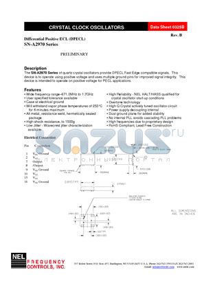 SN-A2977-FREQ datasheet - CRYSTAL CLOCK OSCILLATORS