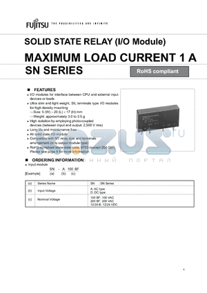 SN-D100BF datasheet - SOLID STATE RELAY (I/O Module) MAXIMUM LOAD CURRENT 1 A