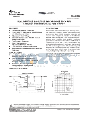 SN0401093PWP datasheet - DUAL INPUT BUS 9-A OUTPUT SYNCHRONOUS BUCK PWM SWITCHER WITH INTEGRATED FETs(SWIFT)