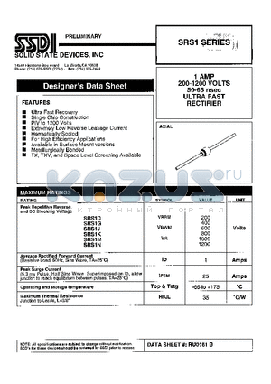 SRS1J datasheet - 1 AMP 200-1200 VOLTS 50-65 nsec ULTRA FAST RECTIFIER