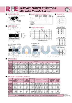 RCNR34-04DR-1K0-J datasheet - SURFACE MOUNT RCN Series: Networks & Arrays RESISTORS