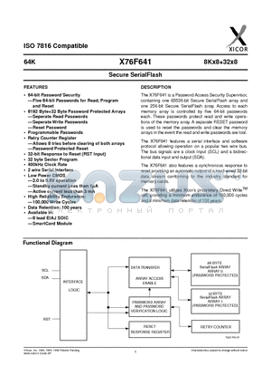 X76F641HE-2.0 datasheet - Secure SerialFlash