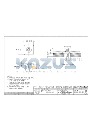 SRSG6-04-01 datasheet - SELF RETAINING SCREW GROMMET