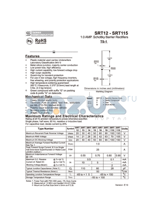 SRT12_10 datasheet - 1.0 AMP. Schottky Barrier Rectifiers