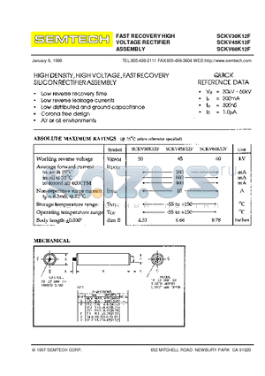 SCKV30K12F datasheet - FAST RECOVERY HIGH VOLTAGE RECTIFIER ASSEMBLY