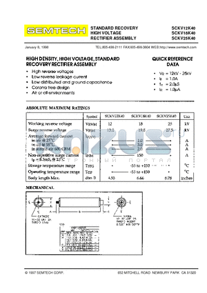 SCKV12K40 datasheet - STANDARD RECOVERY HIGH VOLTAGE RECTIFIER ASSEMBLY