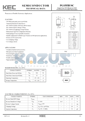 PG15FBUSC datasheet - Protection in Portable Electronics Applications.