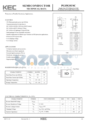 PG15GSUSC datasheet - Protection in Portable Electronics Applications.