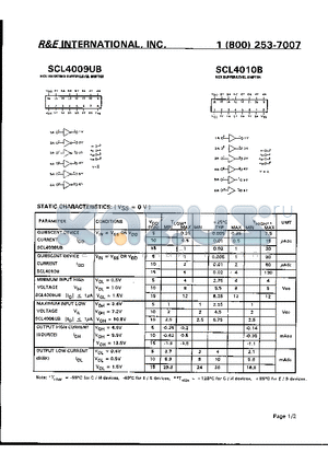 SCL4009UB datasheet - HEX INVERTING BUFFER/LEVEL SHIFTER