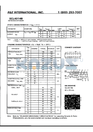 SCL4014B datasheet - EIGHTEEN STAGE SHIFT REGISTER