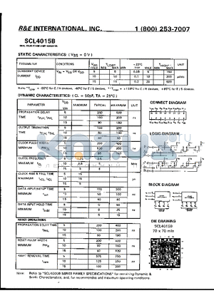 SCL4015B datasheet - DUAL FOUR STAGE REGISTER