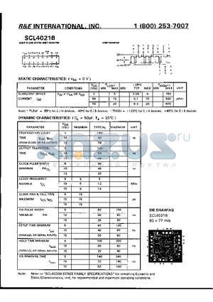 SCL4021B datasheet - EIGHT STAGE STATIC SHIFT REGISTER
