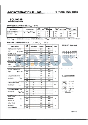SCL4029B datasheet - PRESETTABLE UP/DOWN COUNTER