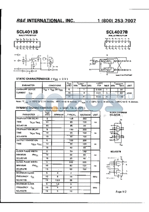 SCL4027B datasheet - DUAL D TYPE FUP FLOP