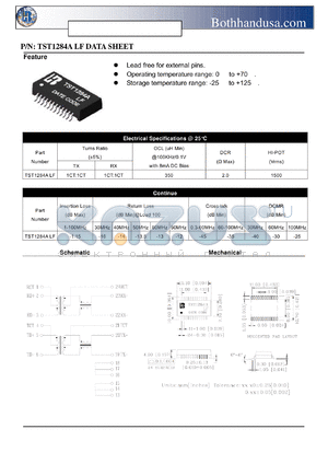 TST1284ALF datasheet - 10/100 BASE-T MAGNETICS MODULES