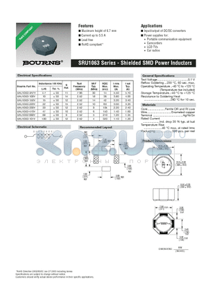 SRU1063 datasheet - Shielded SMD Power Inductors