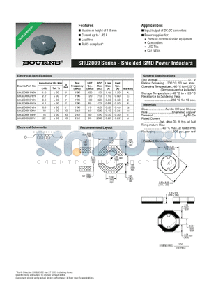 SRU2009 datasheet - Shielded SMD Power Inductors