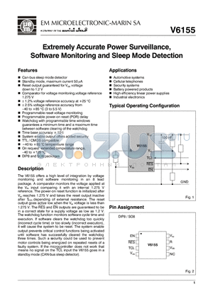 V6155 datasheet - Extremely Accurate Power Surveillance, Software Monitoring and Sleep Mode Detection