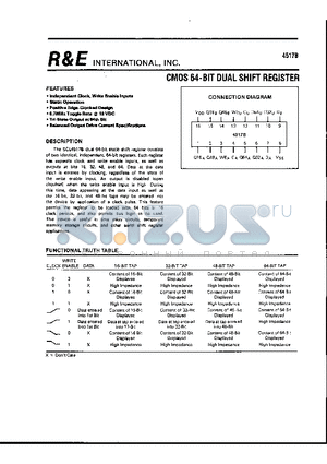 SCL4517B datasheet - CMOS 64-BIT DUAL SHIFT REGISTER