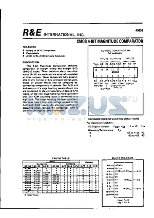 SCL4585B datasheet - CMOS 4-BIT MAGNITUDE COMPARATOR