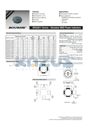 SRU5011-100Y datasheet - Shielded SMD Power Inductors