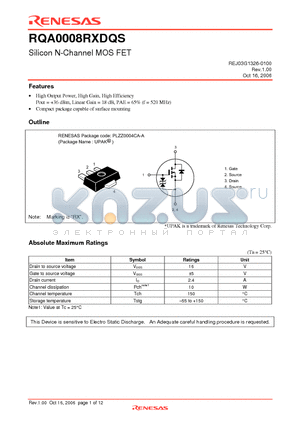 RQA0008RXDQS datasheet - Silicon N-Channel MOS FET