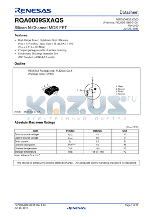 RQA0009SXAQS_11 datasheet - Silicon N-Channel MOS FET