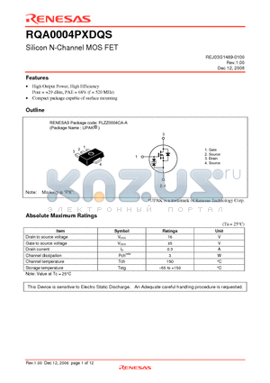 RQA0004PXDQS datasheet - Silicon N-Channel MOS FET