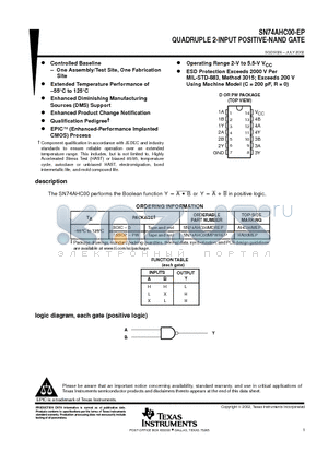 V62/03604-01YE datasheet - QUADRUPLE 2-INPUT POSITIVE-NAND GATE