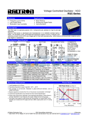 RQC datasheet - Voltage Controlled Oscillator - VCO