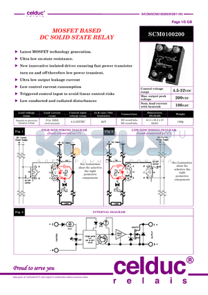 SCM0100200 datasheet - MOSFET BASED DC SOLID STATE RELAY