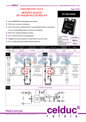 SCM040600 datasheet - MOSFET BASED DC SOLID STATE RELAY