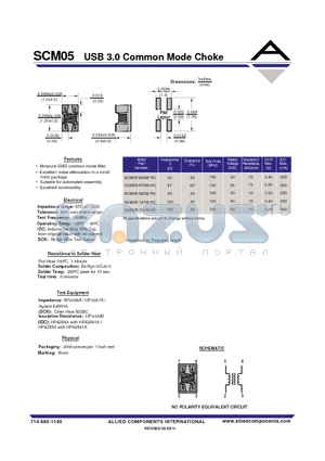 SCM05-121M-RC datasheet - USB 3.0 Common Mode Choke