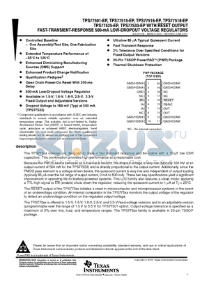 V62/03631-01XE datasheet - FAST-TRANSIENT-RESPONSE 500-mA LOW-DROPOUT VOLTAGE REGULATORS