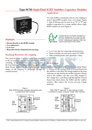 SCM105K601H7N24-F datasheet - Single/Dual IGBT Snubber Capacitor Modules