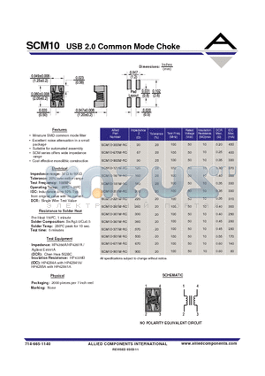 SCM10-900M-RC datasheet - USB 2.0 Common Mode Choke